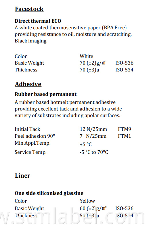 Hf18j1527 Thermal Eco Paper Hotmelt Yellow Glassine